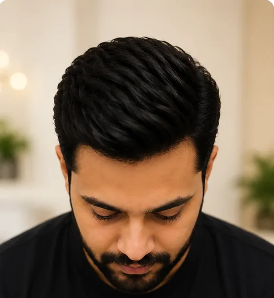 After - man with thick natural-looking hair wig