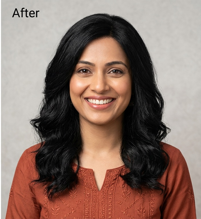 After - Indian woman full hair wig