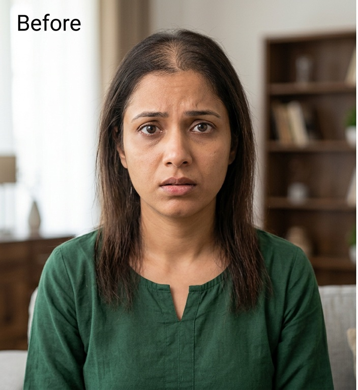 Before - Indian woman thin hair